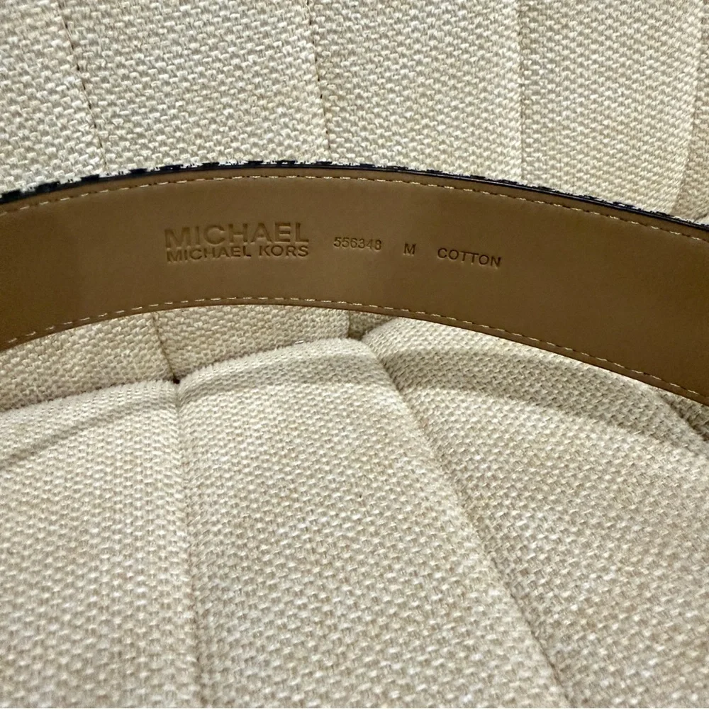 NEW Michael Kors Womens‎ Signature Monogram Grommet Belt Black White Medium